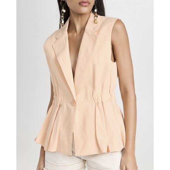 Ulla Johnson NWT Beatriz Petal Pink Linen Peplum Vest Size Small NEW